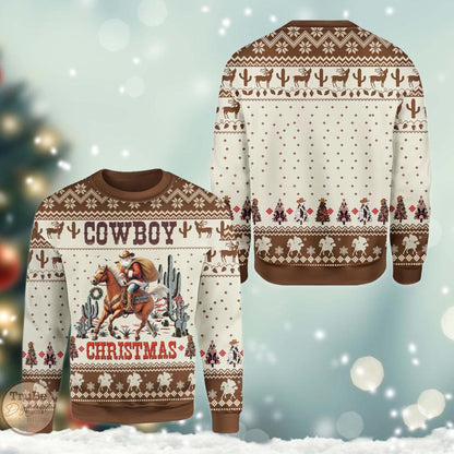 Cowboy Santa Ugly Christmas Sweater: Western Holiday Pullover