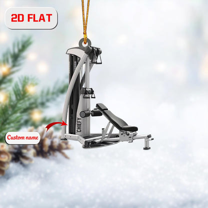 Personalized Gym Machine Ornament Custom Name, Acrylic Christmas Decoration, Workout Equipment Ornament Gift for Fitness Lover Trainer