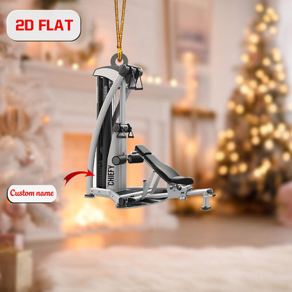 Personalized Gym Machine Ornament Custom Name, Acrylic Christmas Decoration, Workout Equipment Ornament Gift for Fitness Lover Trainer