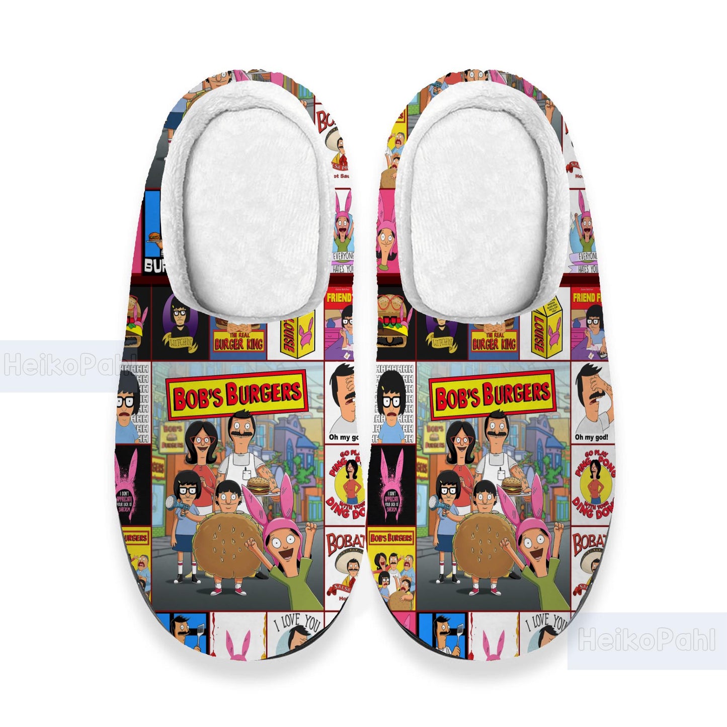 Bob's Burgers Sitcom 3D All Over Printed Slipper, Winter Slipper, Lightweight Rubber Sole, Custom Rubber Slipper, Cotton Slipper, Music Gift