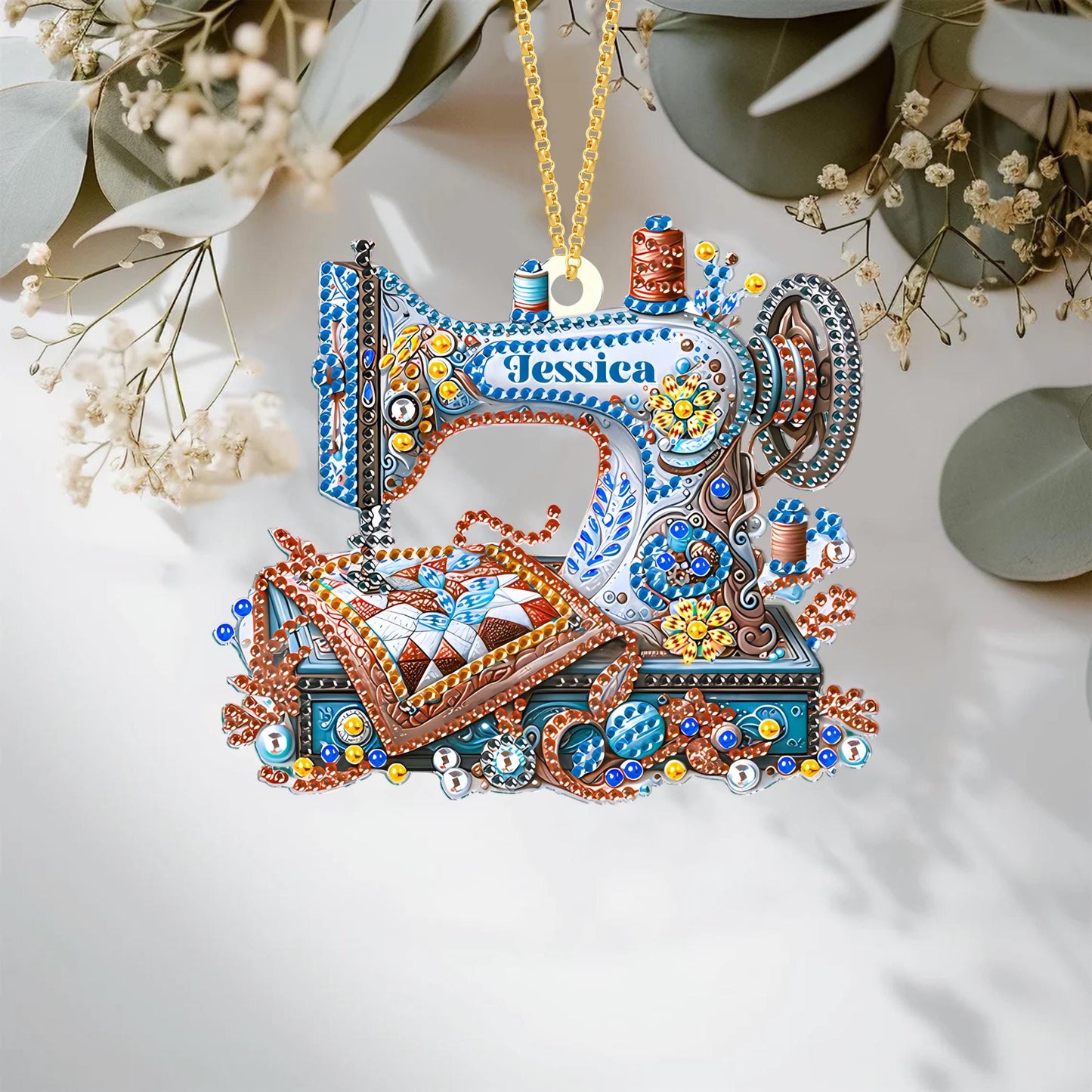 Sewing Machine Ornament, Personalized Sewing Machine Keepsake, Gift For Sewing Lovers, Loved Sewing Box Ornament, 2D Flat Acrylic Ornament