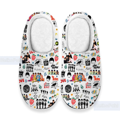 Rock Band 3D All Over Printed Slipper, Custom Rubber Slipper, Lightweight Rubber Sole, Winter Slipper, Cotton Slipper, Rock Band Gifts