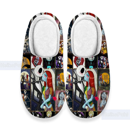 The Nightmare Before Christmas 3D All Over Print Slippers, Winter Slippers, Custom Rubber Slippers, Lightweight Rubber Sole, Cotton Slipper