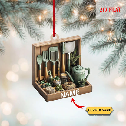 Personalized Chef Tools Christmas 2D Flat Ornament, Gift For wife, Chef Knife Set Kitchen Decor Christmas Gift, Kitchen Tools ornament