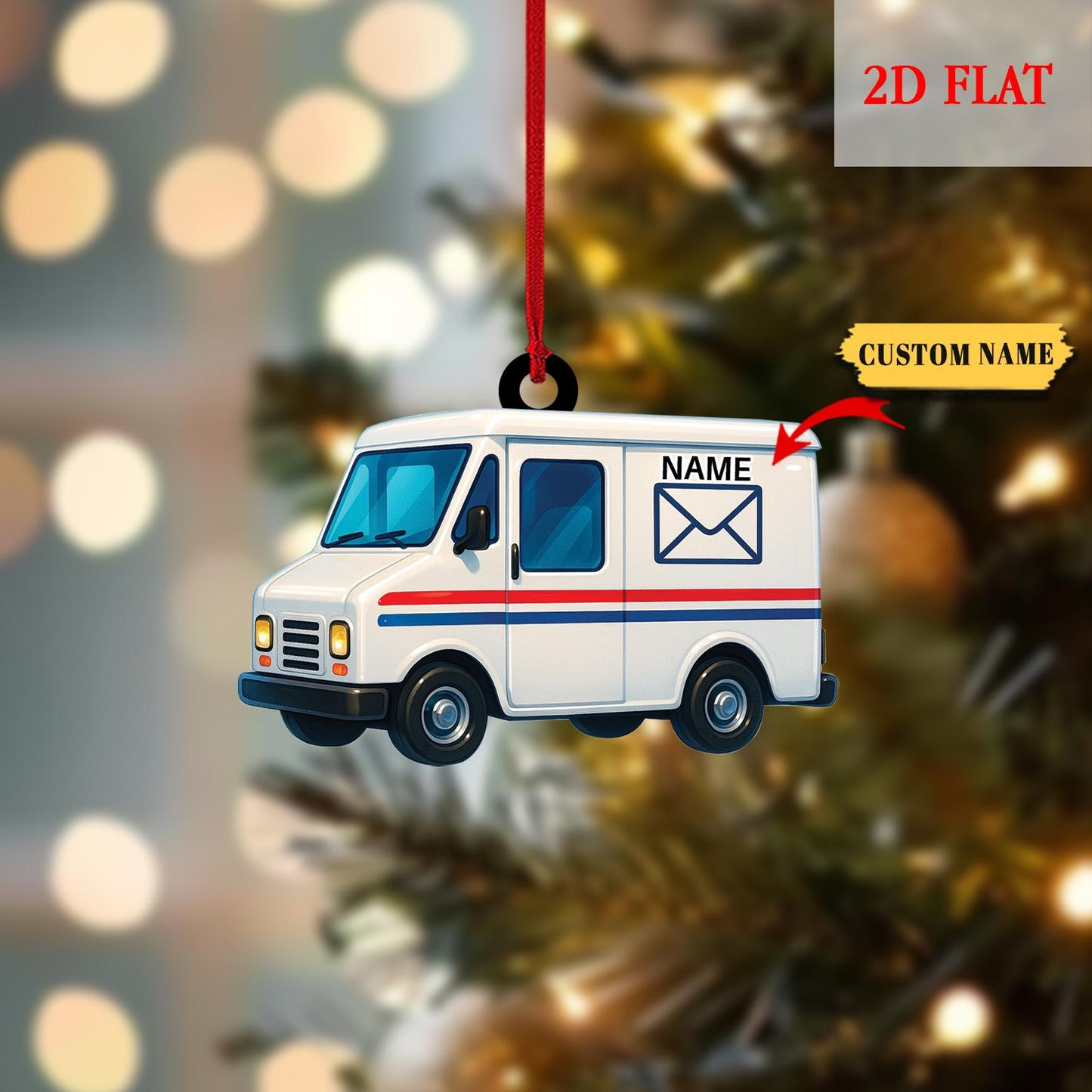 Personalized Ambulance 2D Flat  Acrylic Ornament, Custom EMT Paramedic Christmas Ornament with Name, First Responder Xmas Tree Decor Gift