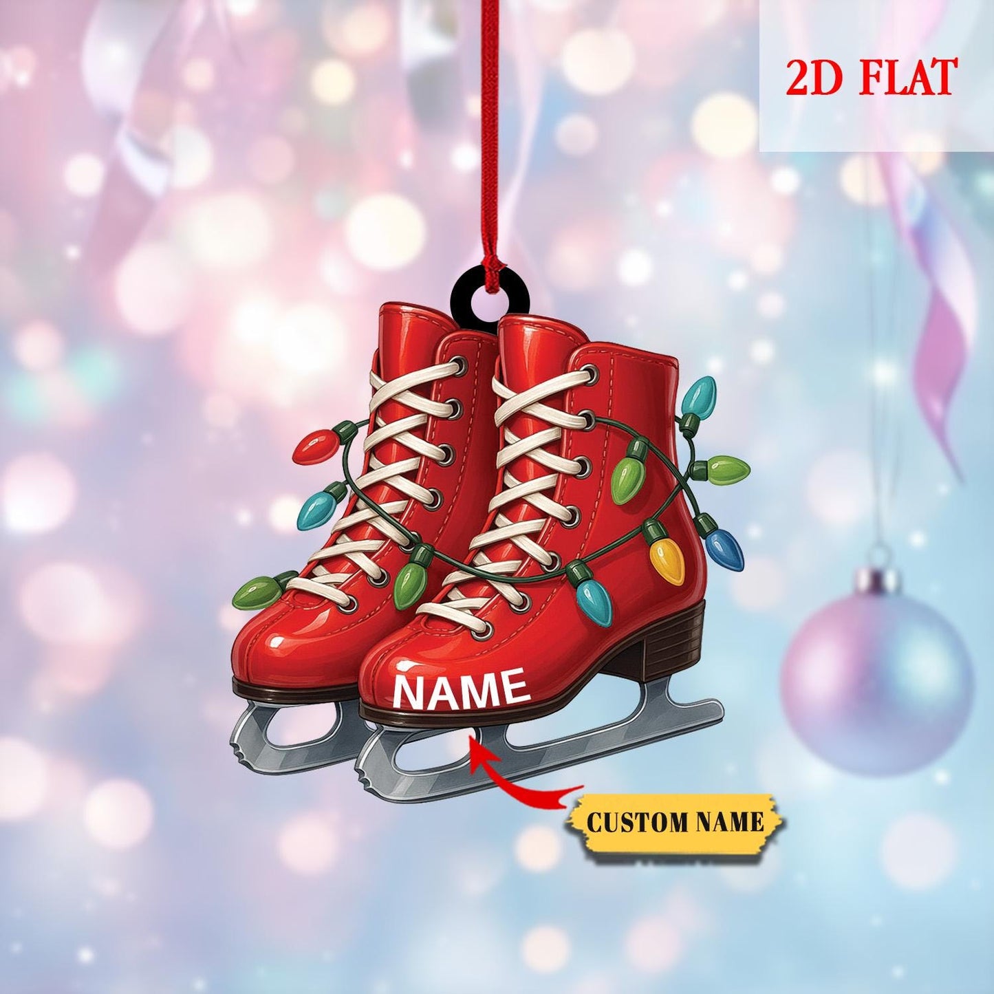 Personalized Roller Skate, Roller Derby Christmas Light Car Ornament, Love Roller Skate Christmas Ornament,  Xmas Tree Decor Gift