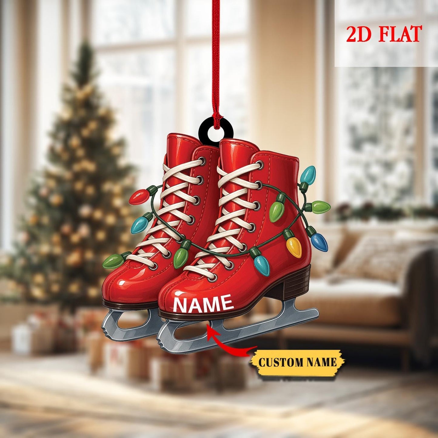 Personalized Roller Skate, Roller Derby Christmas Light Car Ornament, Love Roller Skate Christmas Ornament,  Xmas Tree Decor Gift