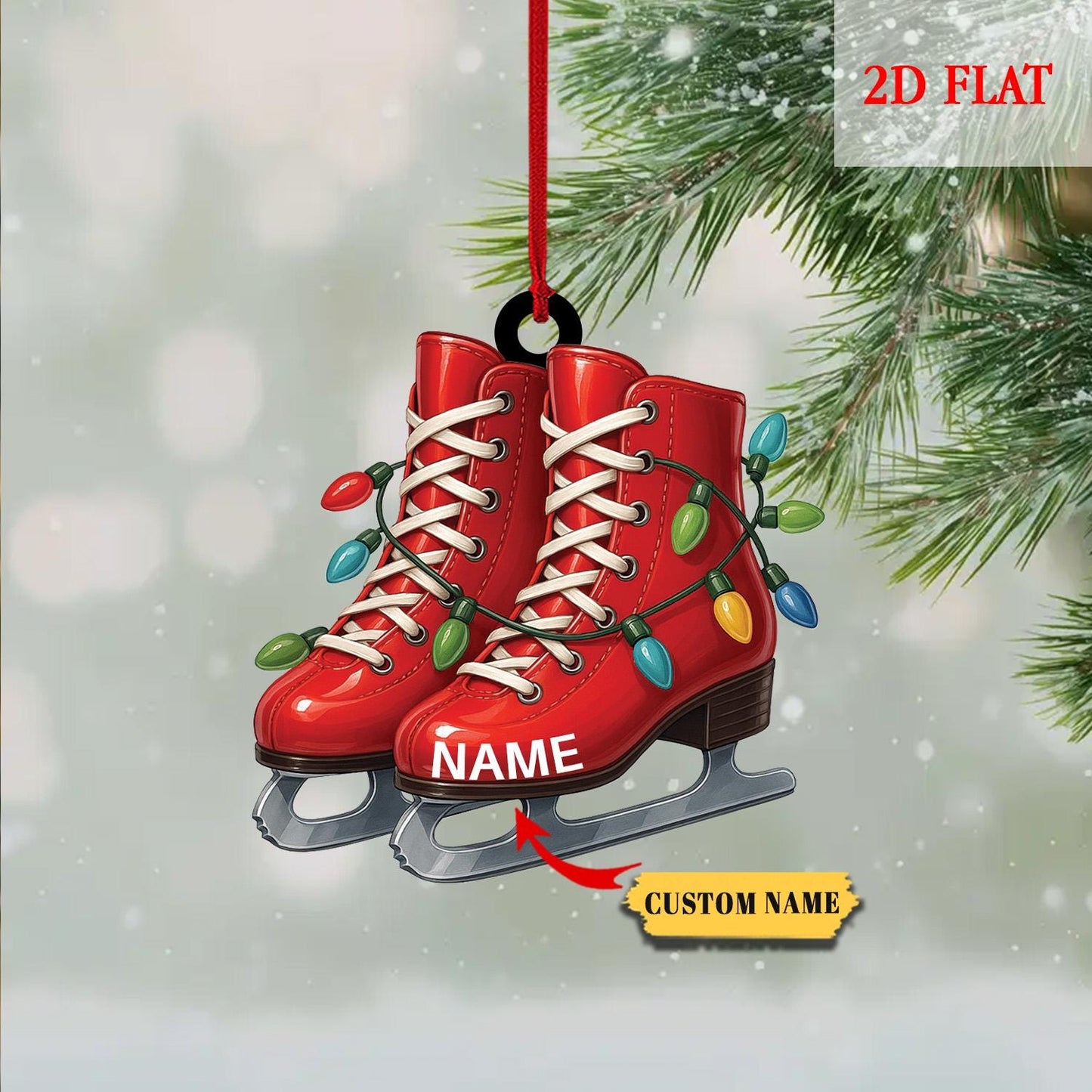 Personalized Roller Skate, Roller Derby Christmas Light Car Ornament, Love Roller Skate Christmas Ornament,  Xmas Tree Decor Gift