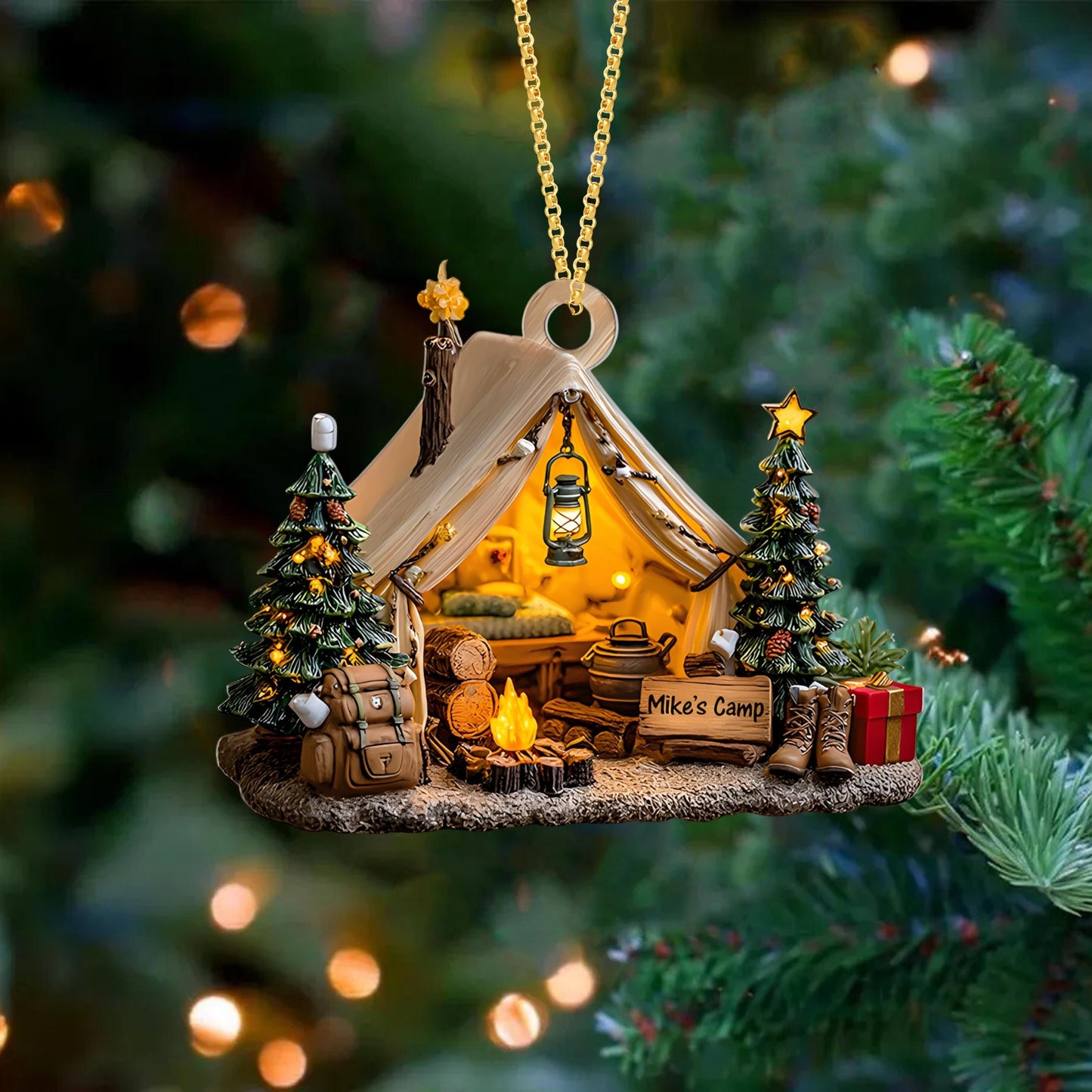 Personalized Name Camping Ornaments for Christmas Tree 2025, Camper Christmas Ornaments, Xmas Decoration, 2D Flat Acrylic Christmas Ornament