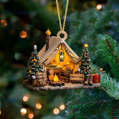 Personalized Name Camping Ornaments for Christmas Tree 2025, Camper Christmas Ornaments, Xmas Decoration, 2D Flat Acrylic Christmas Ornament