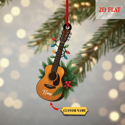Personalized Guitar 2D Flat Ornament, Christmas Gift for Music Lovers, Guitar Players, Rock and Roll Gift, Christmas Gift For Him, Her