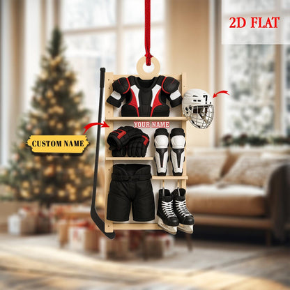 Personalized Hockey Closet 2D Flat Acrylic Ornament, Hockey Christmas Ornament, Gift For Hockey Lovers, Hockey Players Gift, Sport Ornament