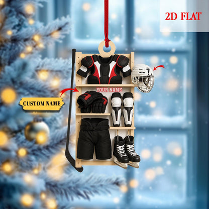 Personalized Hockey Closet 2D Flat Acrylic Ornament, Hockey Christmas Ornament, Gift For Hockey Lovers, Hockey Players Gift, Sport Ornament