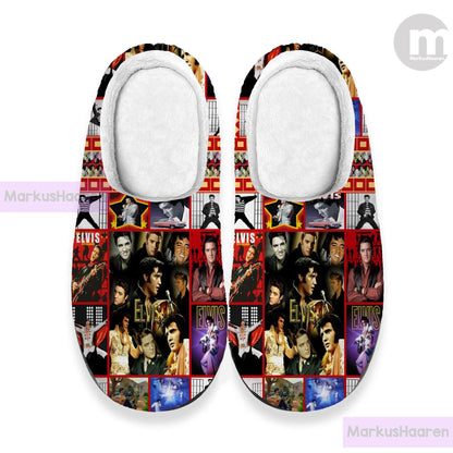 Personalized Name Elvis Presley 3D All Over Print Slipper, Custom Rubber Slipper, Winter Indoor Slipper, Cotton Slipper, Christmas Slippers