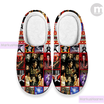 Personalized Name Elvis Presley 3D All Over Print Slipper, Custom Rubber Slipper, Winter Indoor Slipper, Cotton Slipper, Christmas Slippers