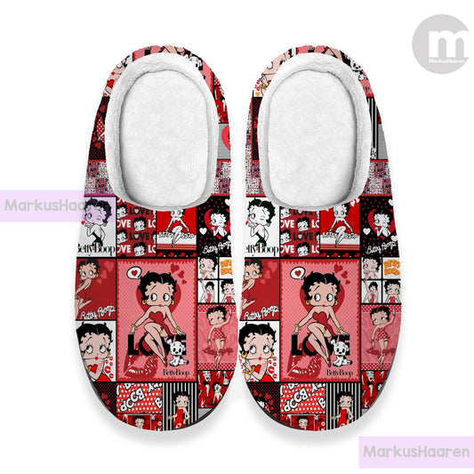 Personalized Name Betty Boop 3D All Over Print Slipper, Custom Rubber Slipper, Winter Indoor Slipper, Cotton Slipper, Christmas Slippers