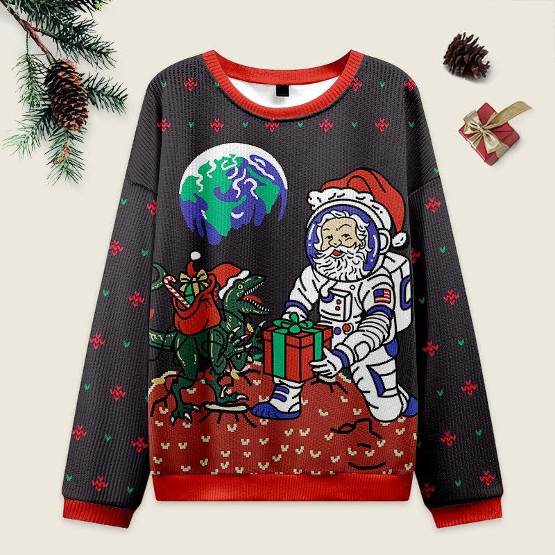 Astronaut Santa Ugly Christmas Sweatshirt, Astronaut Outer Space Christmas Shirt, Holiday Crewneck Sweater, Ugly Christmas Sweatshirt 2025