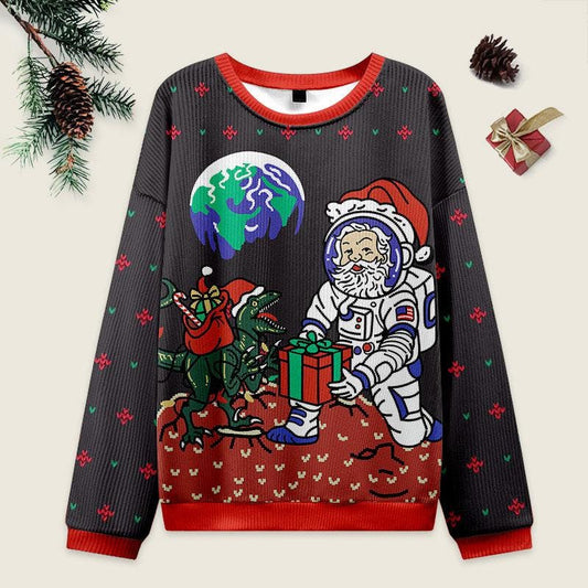 Astronaut Santa Ugly Christmas Sweatshirt, Astronaut Outer Space Christmas Shirt, Holiday Crewneck Sweater, Ugly Christmas Sweatshirt 2025