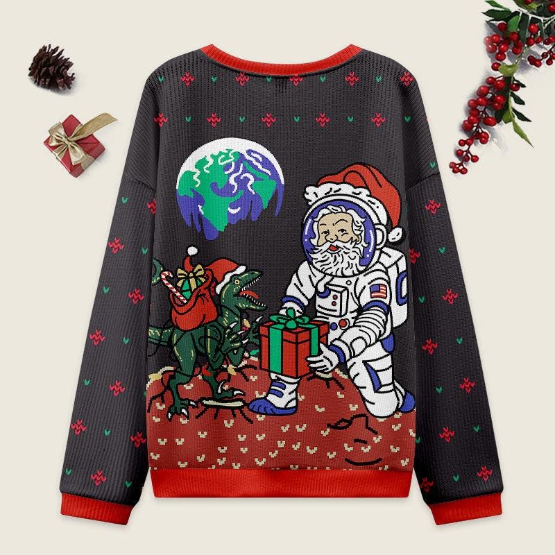 Astronaut Santa Ugly Christmas Sweatshirt, Astronaut Outer Space Christmas Shirt, Holiday Crewneck Sweater, Ugly Christmas Sweatshirt 2025