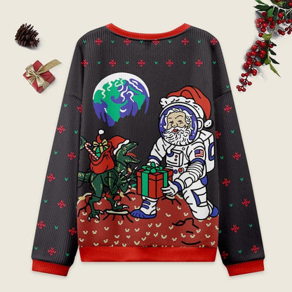 Astronaut Santa Ugly Christmas Sweatshirt, Astronaut Outer Space Christmas Shirt, Holiday Crewneck Sweater, Ugly Christmas Sweatshirt 2025