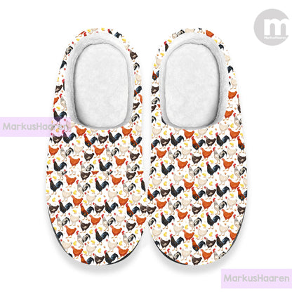 Personalized Name Chicken 3D All Over Print Winter Slipper, Winter Indoor Slipper, Custom Rubber Slipper, Cotton Slipper, Christmas Slippers