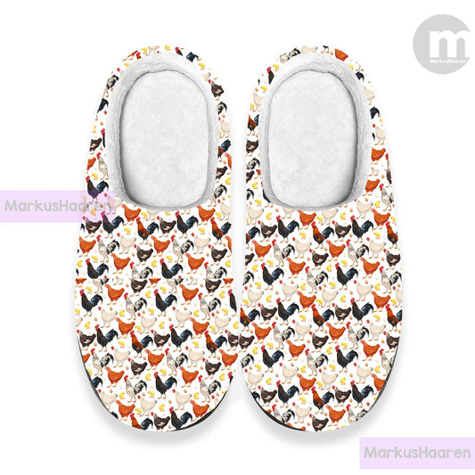Personalized Name Chicken 3D All Over Print Winter Slipper, Winter Indoor Slipper, Custom Rubber Slipper, Cotton Slipper, Christmas Slippers