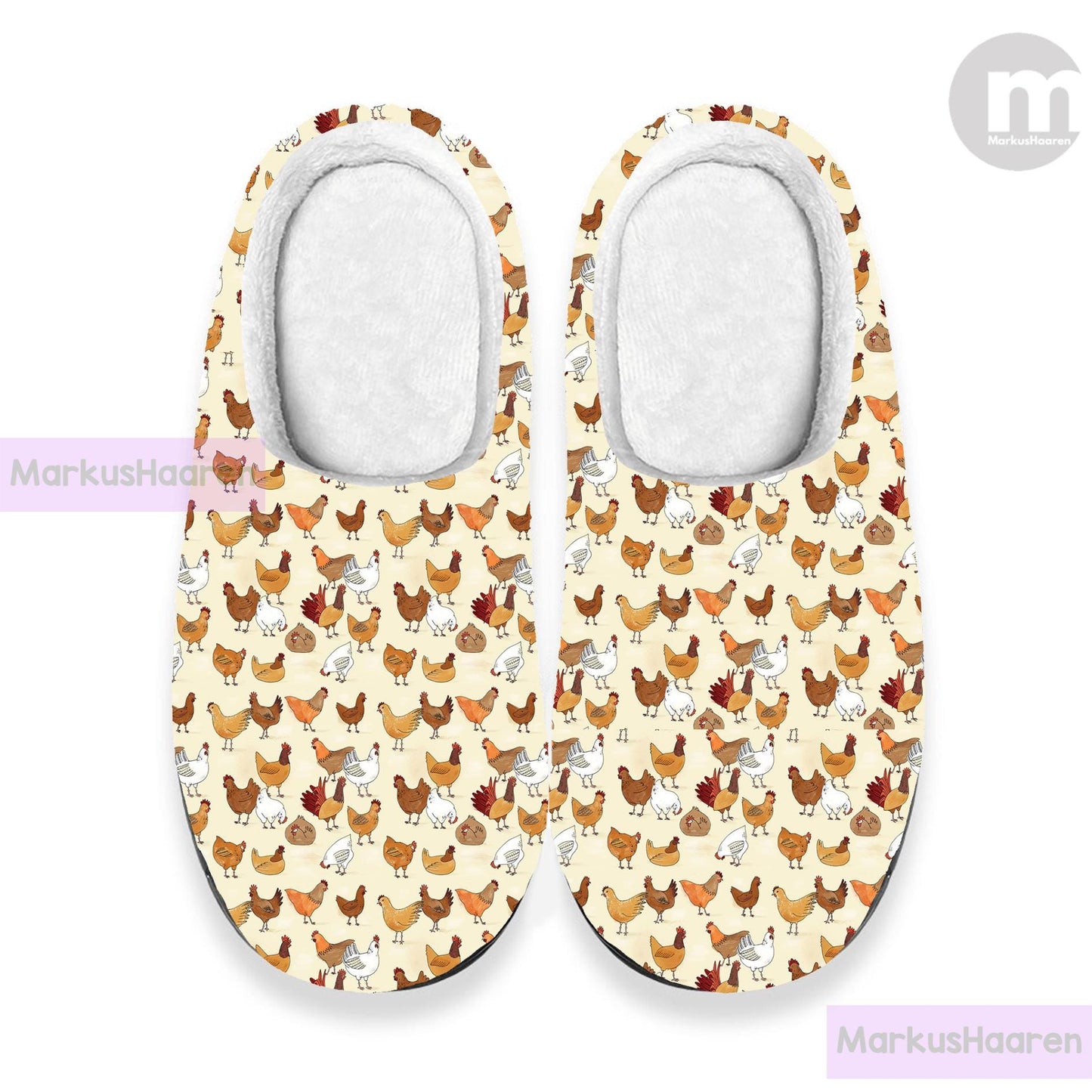 Personalized Name Chicken 3D All Over Print Winter Slipper, Custom Rubber Slipper, Winter Indoor Slipper, Cotton Slipper, Christmas Slippers