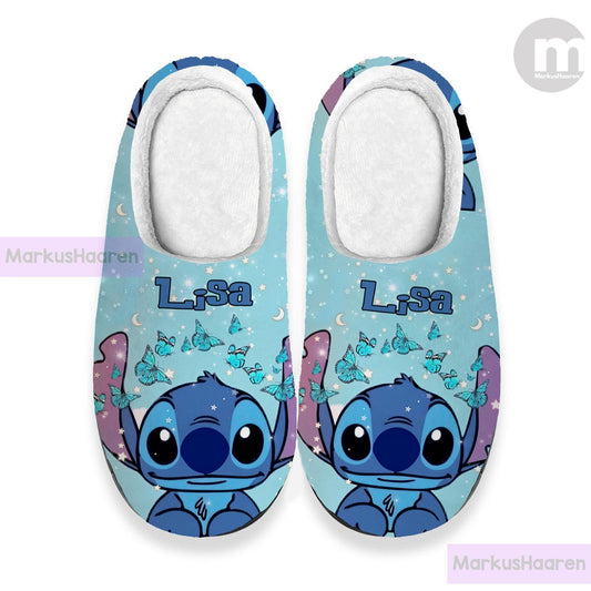 Personalized Lilo and Stitch Cartoon 3D All Over Print Slipper, Custom Rubber Slipper, Winter Slipper, Cotton Slipper, Christmas Slippers