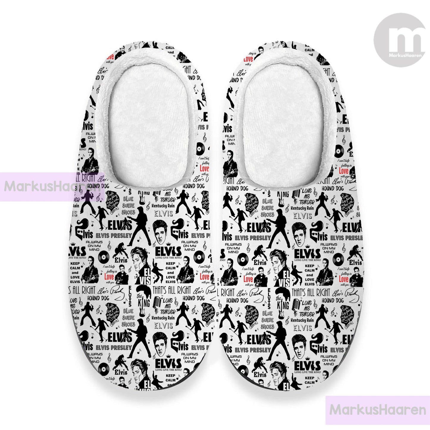 Personalized Name Elvis Presley Music 3D All Over Print Slipper, Custom Rubber Slipper, Winter Slipper, Cotton Slipper, Christmas Slippers