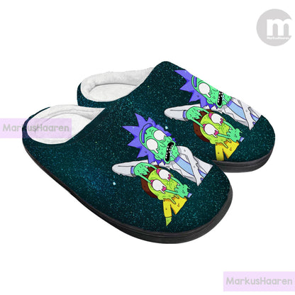 Personalized Name Rick and Morty 3D All Over Print Slipper, Custom Rubber Slipper, Winter Slipper, Cotton Slipper, Christmas Slippers