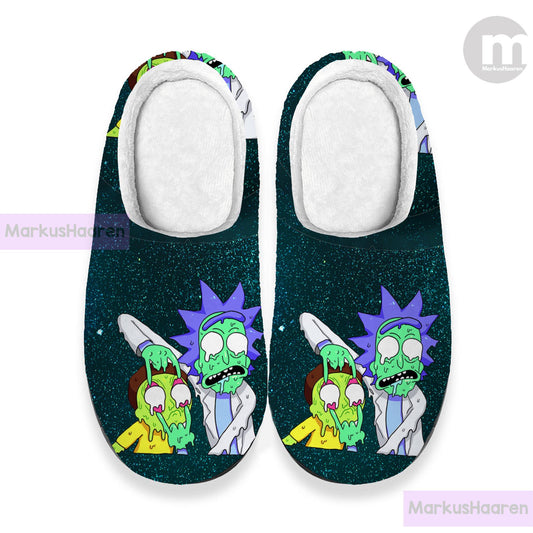 Personalized Name Rick and Morty 3D All Over Print Slipper, Custom Rubber Slipper, Winter Slipper, Cotton Slipper, Christmas Slippers