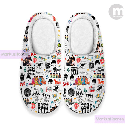 Personalized Name Rock Band Music 3D All Over Print Slipper, Custom Rubber Slipper, Winter Slipper, Cotton Slipper, Christmas Slippers