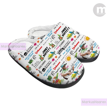 Personalized Name Jimmy Buffett 3D All Over Print Slipper, Winter Slipper, Custom Rubber Slipper, Cotton Slipper, Christmas Slippers