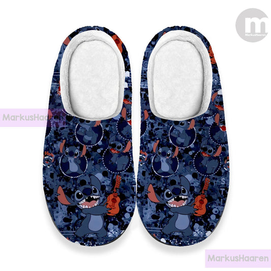 Personalized Lilo and Stitch 3D All Over Print Slipper, Custom Cartoon Rubber Slipper, Winter Slipper, Cotton Slipper, Christmas Slippers