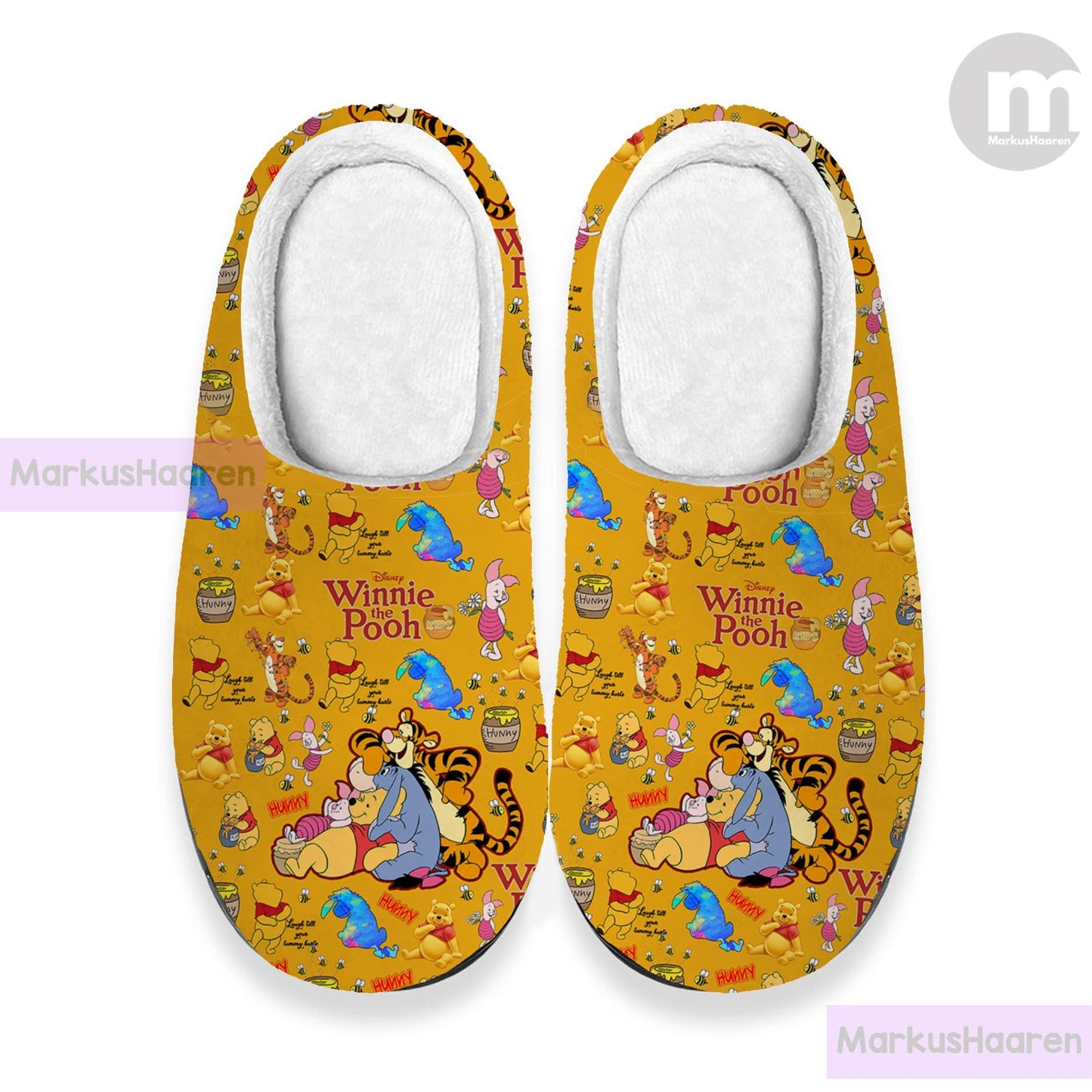 Personalized Winnie The Pooh Cartoon 3D All Over Print Slipper, Winter Slipper, Custom Rubber Slipper, Cotton Slipper, Christmas Slippers