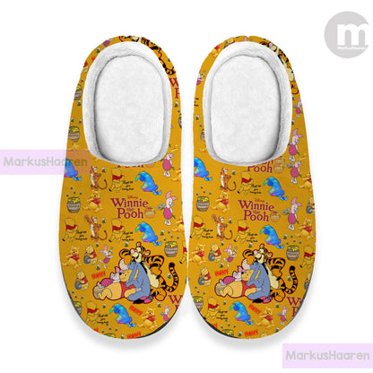 Personalized Winnie The Pooh Cartoon 3D All Over Print Slipper, Winter Slipper, Custom Rubber Slipper, Cotton Slipper, Christmas Slippers