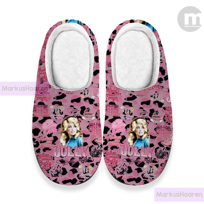 Personalized Name Dolly Parton Music 3D All Over Printed Slipper, Custom Rubber Slipper, Winter Slipper, Cotton Slipper, Christmas Slippers