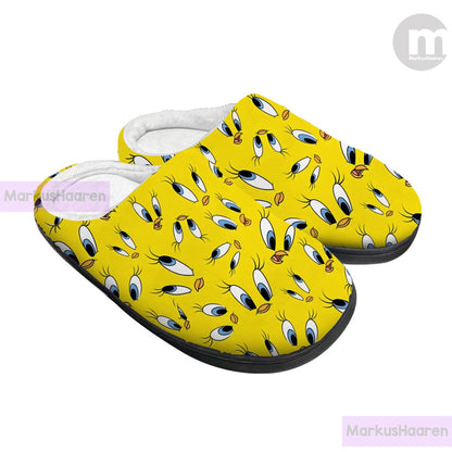 Personalized Name Tweety Bird 3D All Over Print Slipper, Custom Rubber Slipper, Winter Indoor Slipper, Cotton Slipper, Christmas Slippers