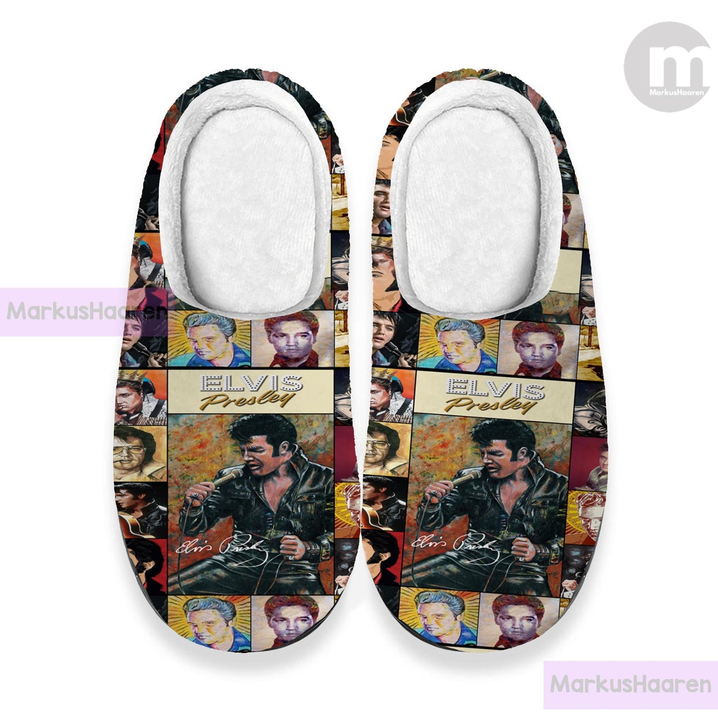 Personalized Name Elvis Presley 3D All Over Print Slipper, Custom Rubber Slipper, Winter Indoor Slipper, Christmas Slippers, Cotton Slipper
