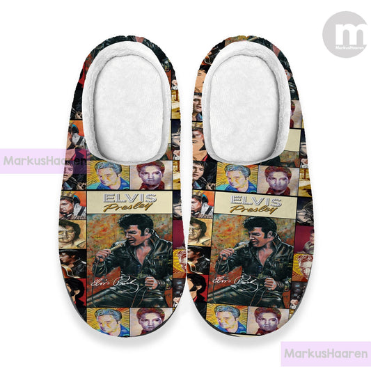 Personalized Name Elvis Presley 3D All Over Print Slipper, Custom Rubber Slipper, Winter Indoor Slipper, Christmas Slippers, Cotton Slipper