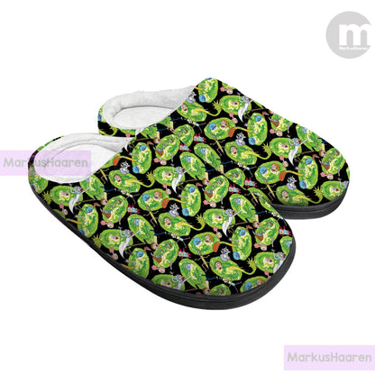Personalized Name Rick and Morty 3D All Over Print Slipper, Cotton Slipper, Custom Rubber Slipper, Christmas Slippers, Winter Slipper