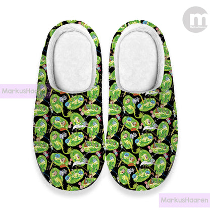 Personalized Name Rick and Morty 3D All Over Print Slipper, Cotton Slipper, Custom Rubber Slipper, Christmas Slippers, Winter Slipper