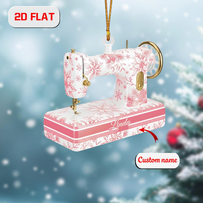 Custom 2D Flat Sewing Machine Ornament, Personalized Acrylic Christmas Ornament, Holiday Tree Decoration, Gift for Seamstress or Crafter