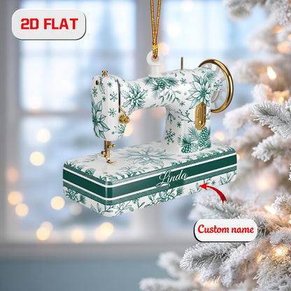 Custom 2D Flat Sewing Machine Ornament, Personalized Acrylic Christmas Ornament, Holiday Tree Decoration, Gift for Seamstress or Crafter