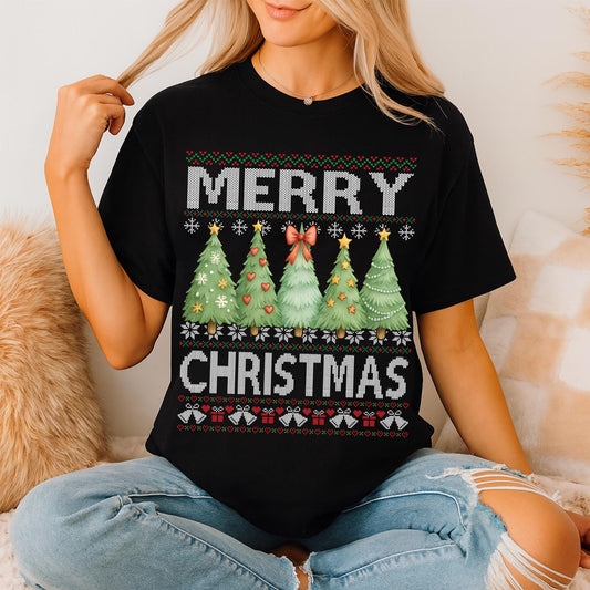 Ugly Merry Christmas Trees Sweatshirt, Merry and Bright Trees Shirt, Merry Christmas Shirt, Holiday , Womens Holiday Shirt