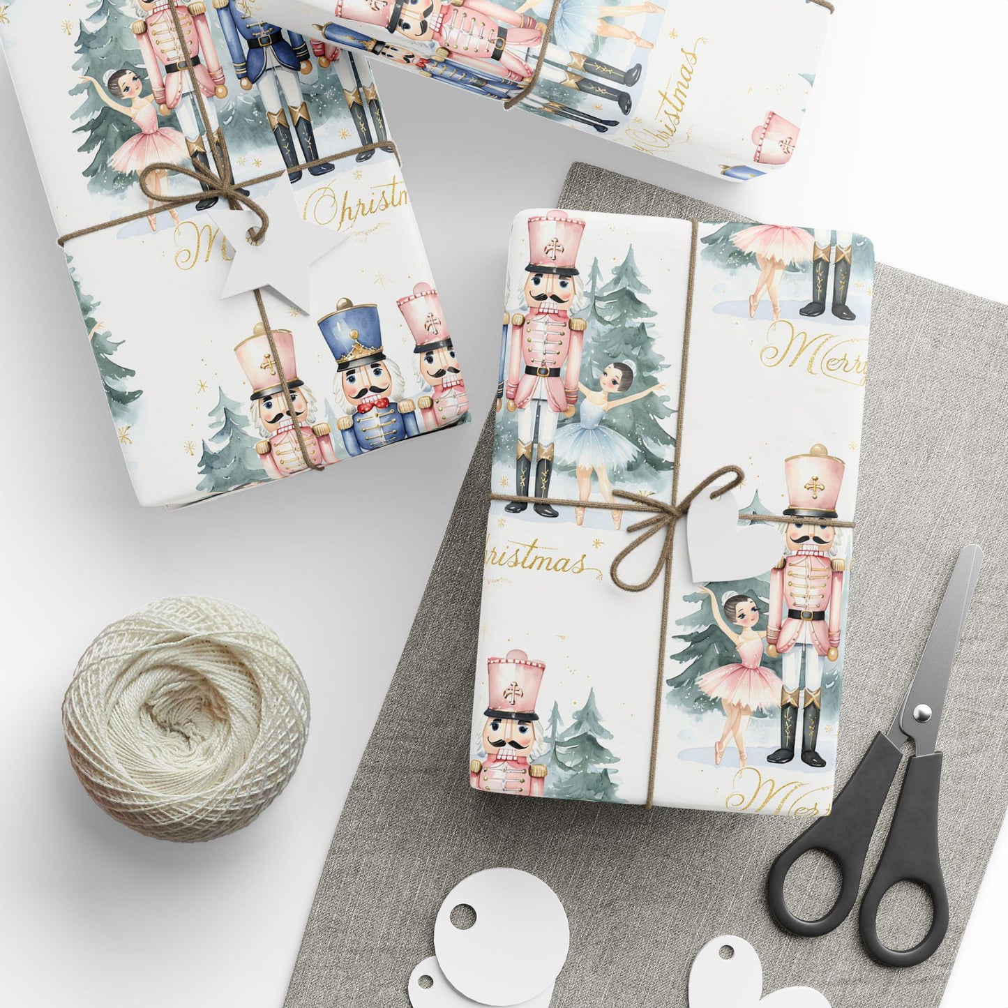 Nutcracker Christmas Wrapping Paper, Vintage Holiday Gift Wrap with Soldiers and Trees, Elegant Christmas Gift Wrap Sheets