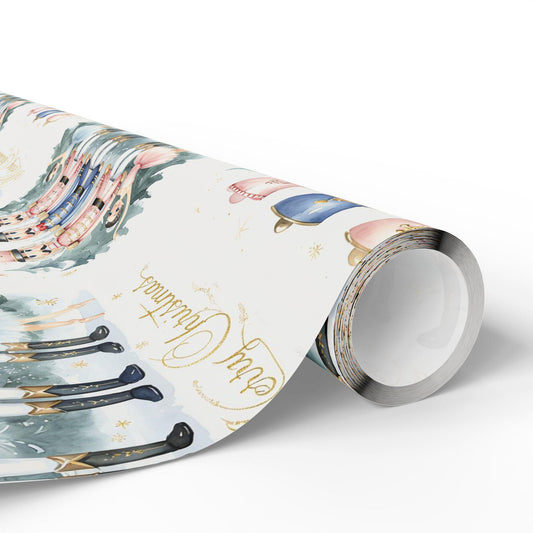 Nutcracker Christmas Wrapping Paper, Vintage Holiday Gift Wrap with Soldiers and Trees, Elegant Christmas Gift Wrap Sheets