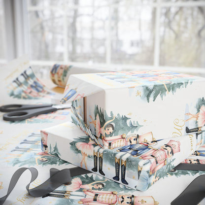 Nutcracker Christmas Wrapping Paper, Vintage Holiday Gift Wrap with Soldiers and Trees, Elegant Christmas Gift Wrap Sheets