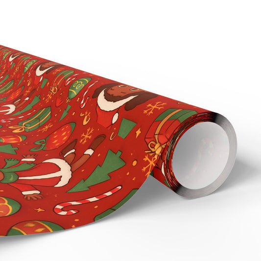 Black Joy Christmas Wrapping Paper | Red Holiday Gift Wrap | Festive African American Christmas Paper