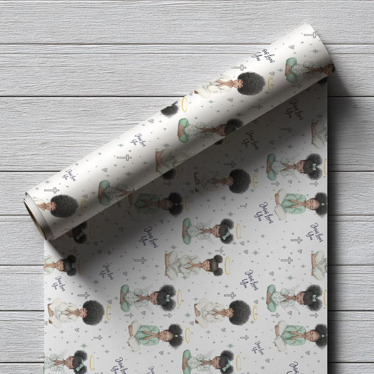 Praying Little Black Angel Wrapping Paper: Perfect for Baby Showers, Birthdays, Parties, Gift Wrap, and Celebrations, Biblical Gift Wrapping